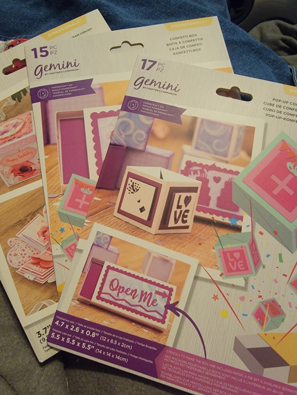 3 New Crafter's Companion Gemini Dimensionals Pop Up Box Dies New